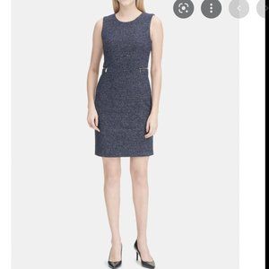 Calvin Klein Blue Sheath Dress with Zippered Detail (Size: 2)